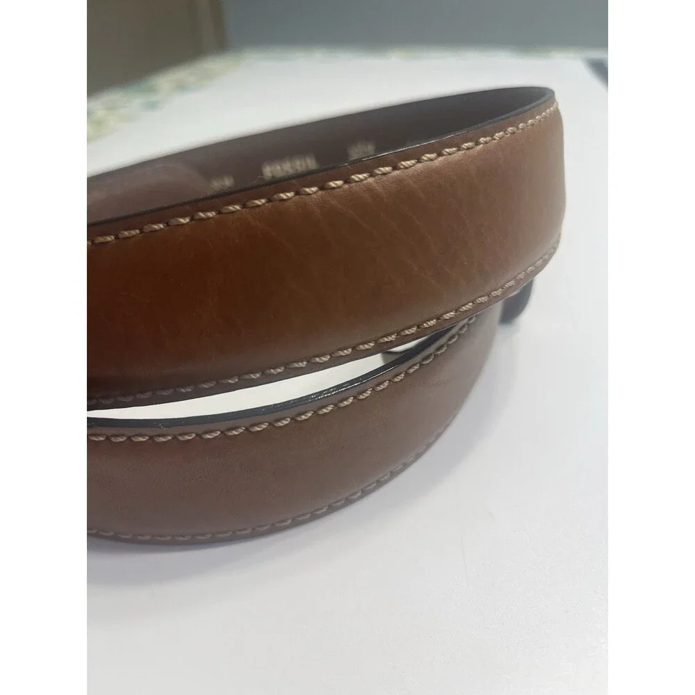 Fossil Dress Belt Brown Sz 34 Genuine Leather Stitching